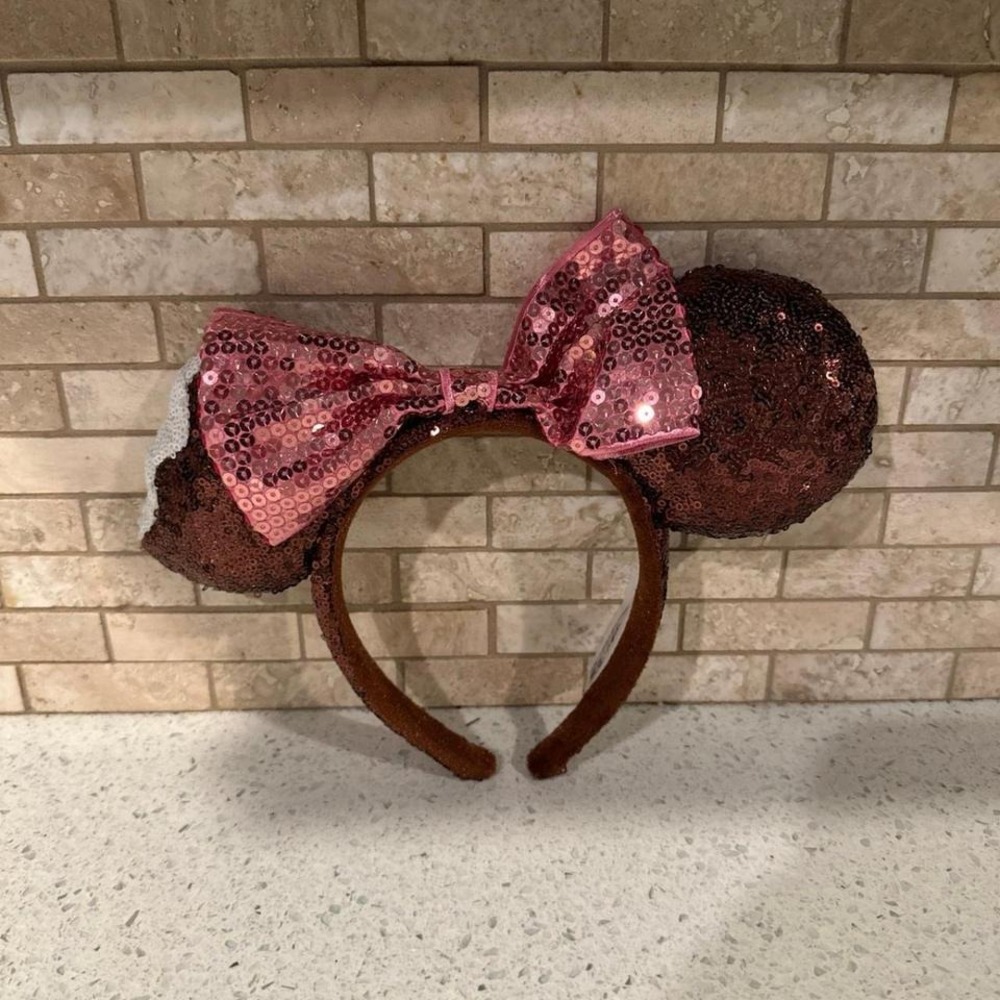 Disney Parks Ice Cream Bar Sequined Minnie Mouse Headband Ears g4